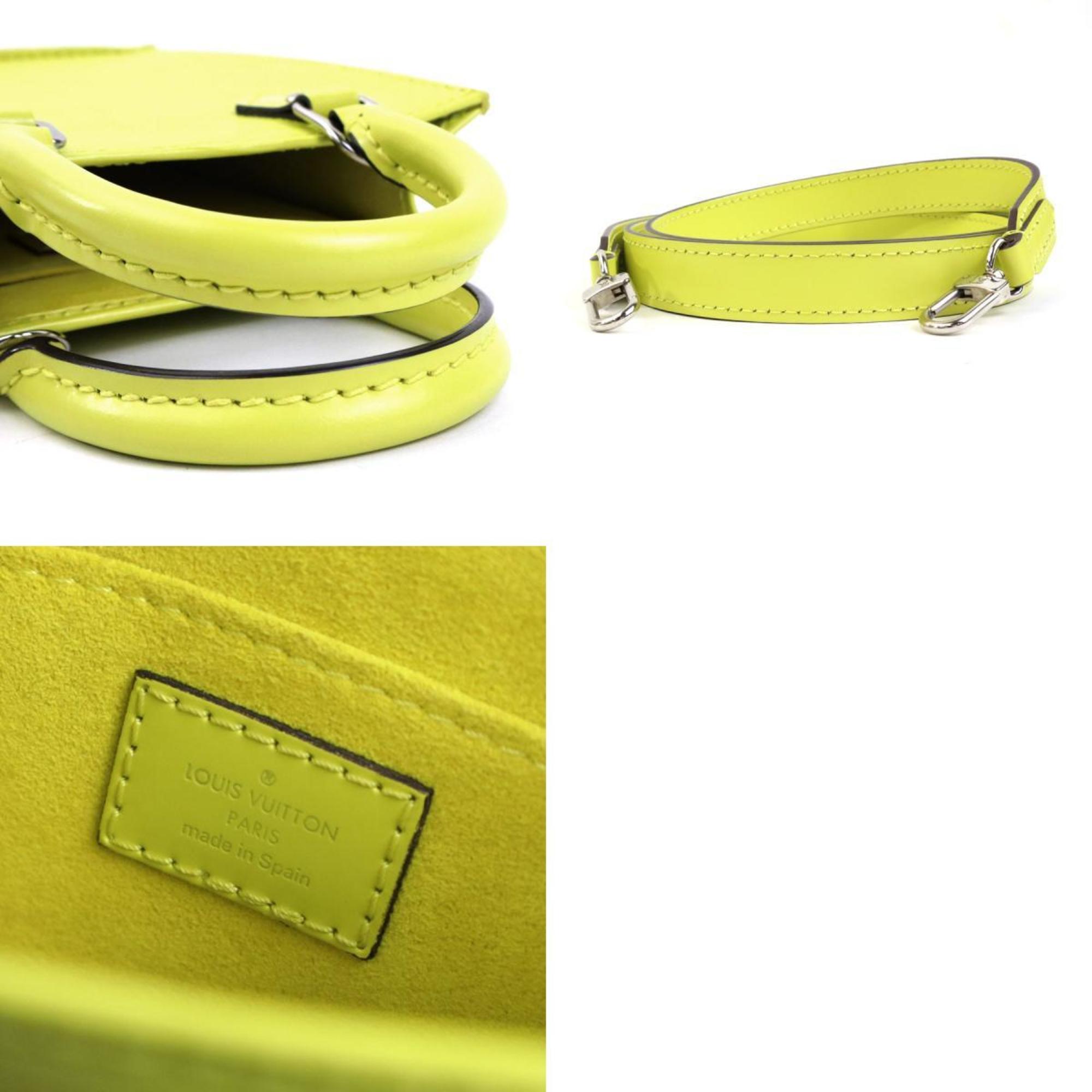 Louis Vuitton LOUIS VUITTON Handbag Shoulder Bag Epi Petite Sac Plat Leather Neon Yellow Silver Women's e59334k