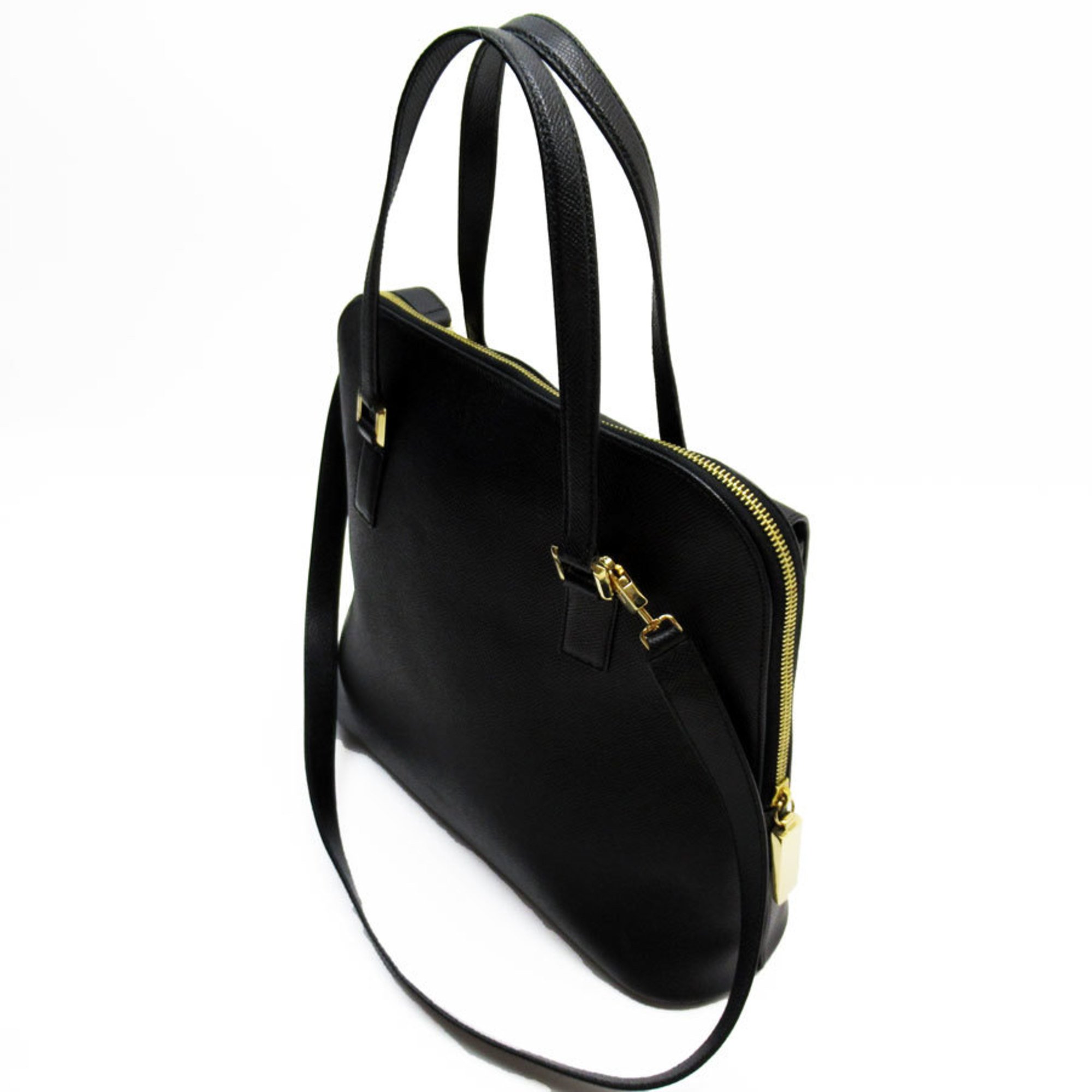 Salvatore Ferragamo handbag shoulder bag leather black gold ladies w0763a