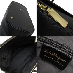 Salvatore Ferragamo handbag shoulder bag leather black gold ladies w0763a