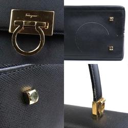 Salvatore Ferragamo handbag shoulder bag Gancini leather black gold ladies e59351a