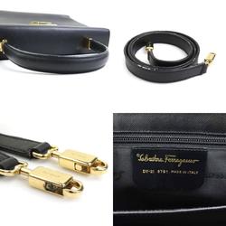 Salvatore Ferragamo handbag shoulder bag Gancini leather black gold ladies e59351a