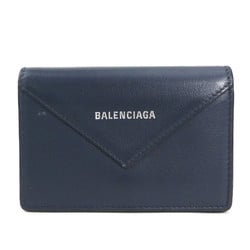 BALENCIAGA Business Card Holder, Leather, Navy, Men's, Women's, h30606