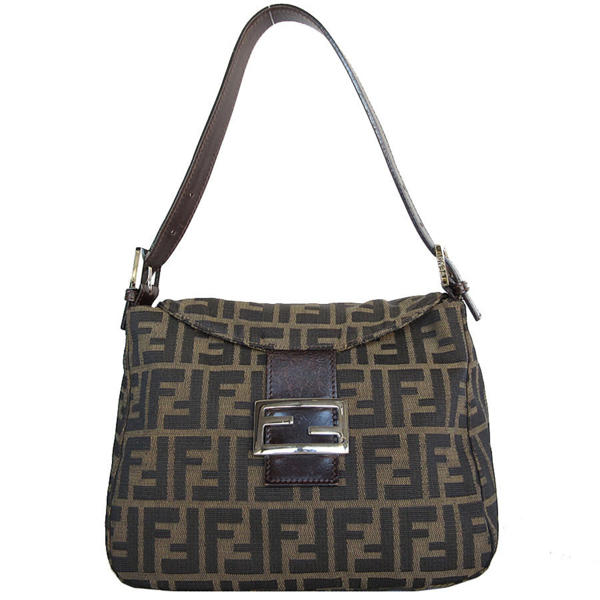 FENDI Shoulder Bag Zucca Canvas Leather Brown Women's s0384k