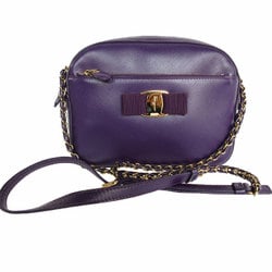 Salvatore Ferragamo Shoulder Bag Vara Ribbon Leather Purple Gold Women's s0380k