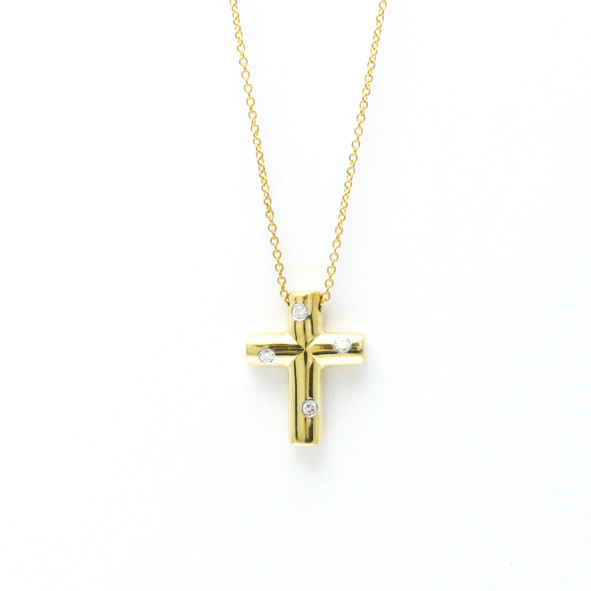 Tiffany Dots Cross Diamond Yellow Gold (18K) Diamond Men,Women Fashion Pendant Necklace (Gold)