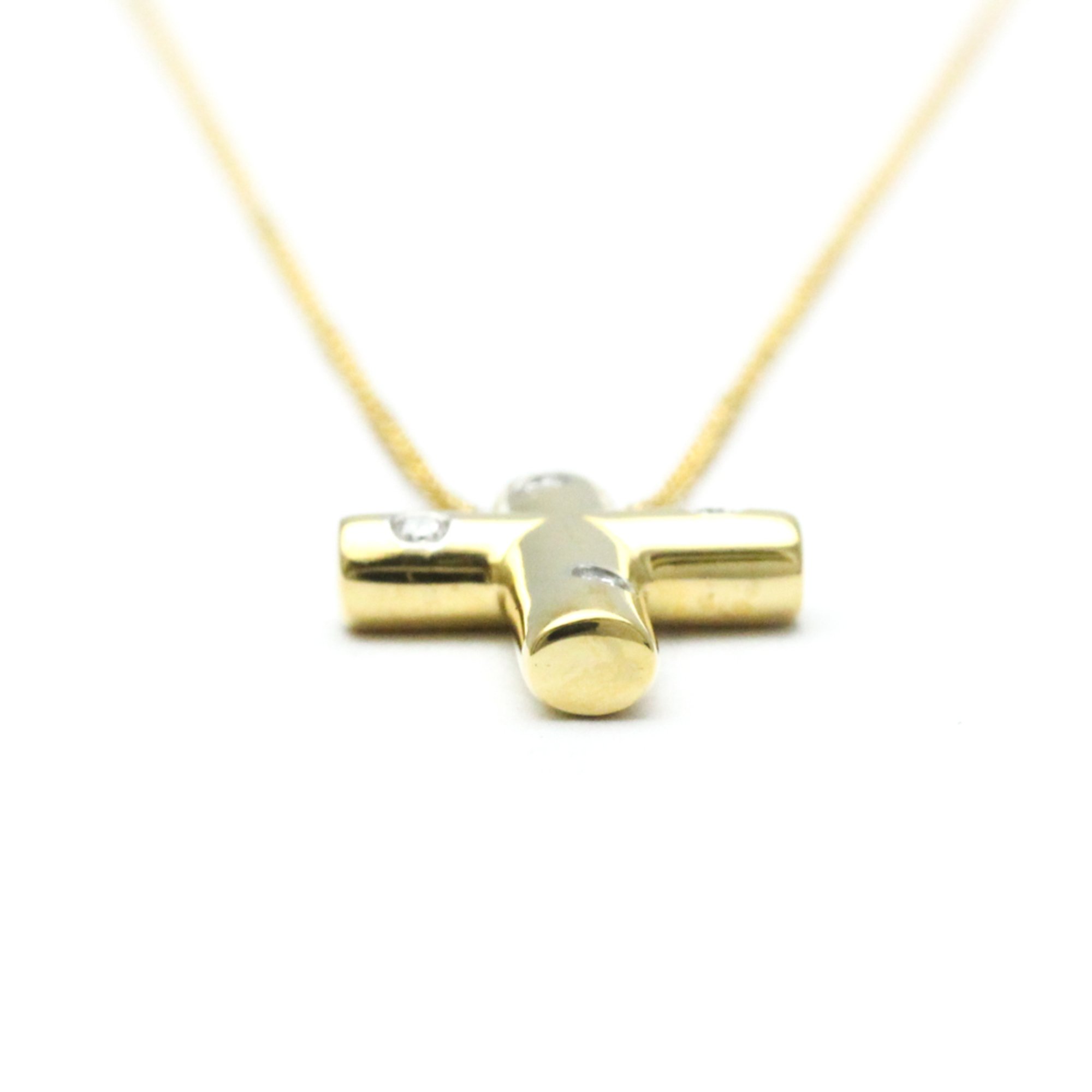 Tiffany Dots Cross Diamond Yellow Gold (18K) Diamond Men,Women Fashion Pendant Necklace (Gold)