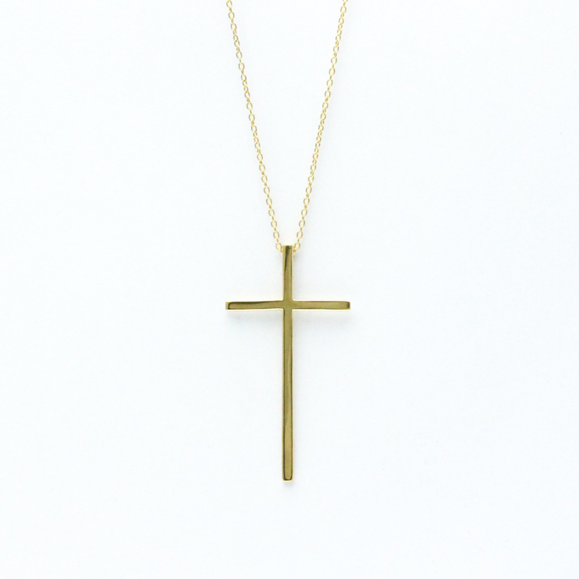 Tiffany Cross Necklace Yellow Gold (18K) No Stone Men,Women Fashion Pendant Necklace (Gold)