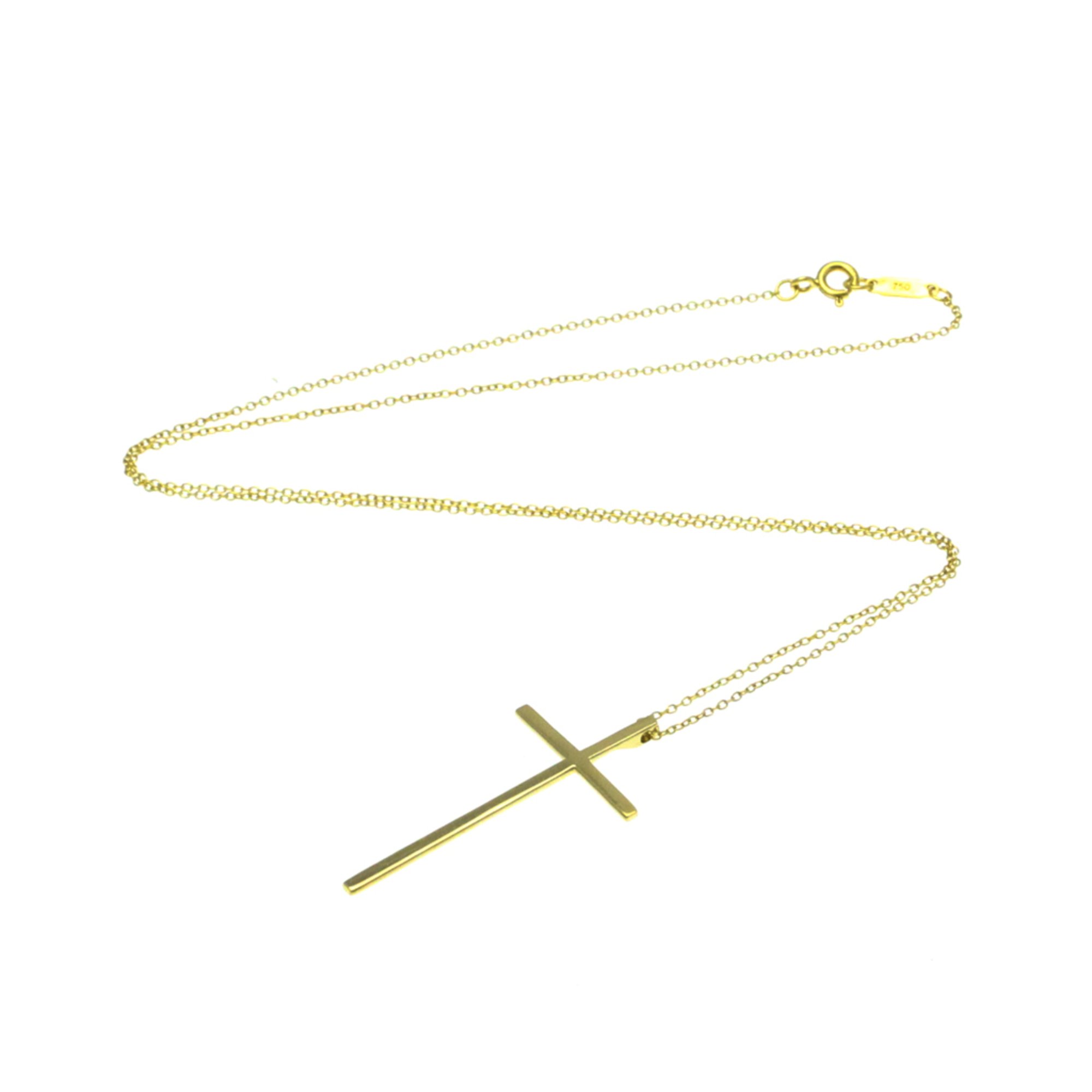 Tiffany Cross Necklace Yellow Gold (18K) No Stone Men,Women Fashion Pendant Necklace (Gold)