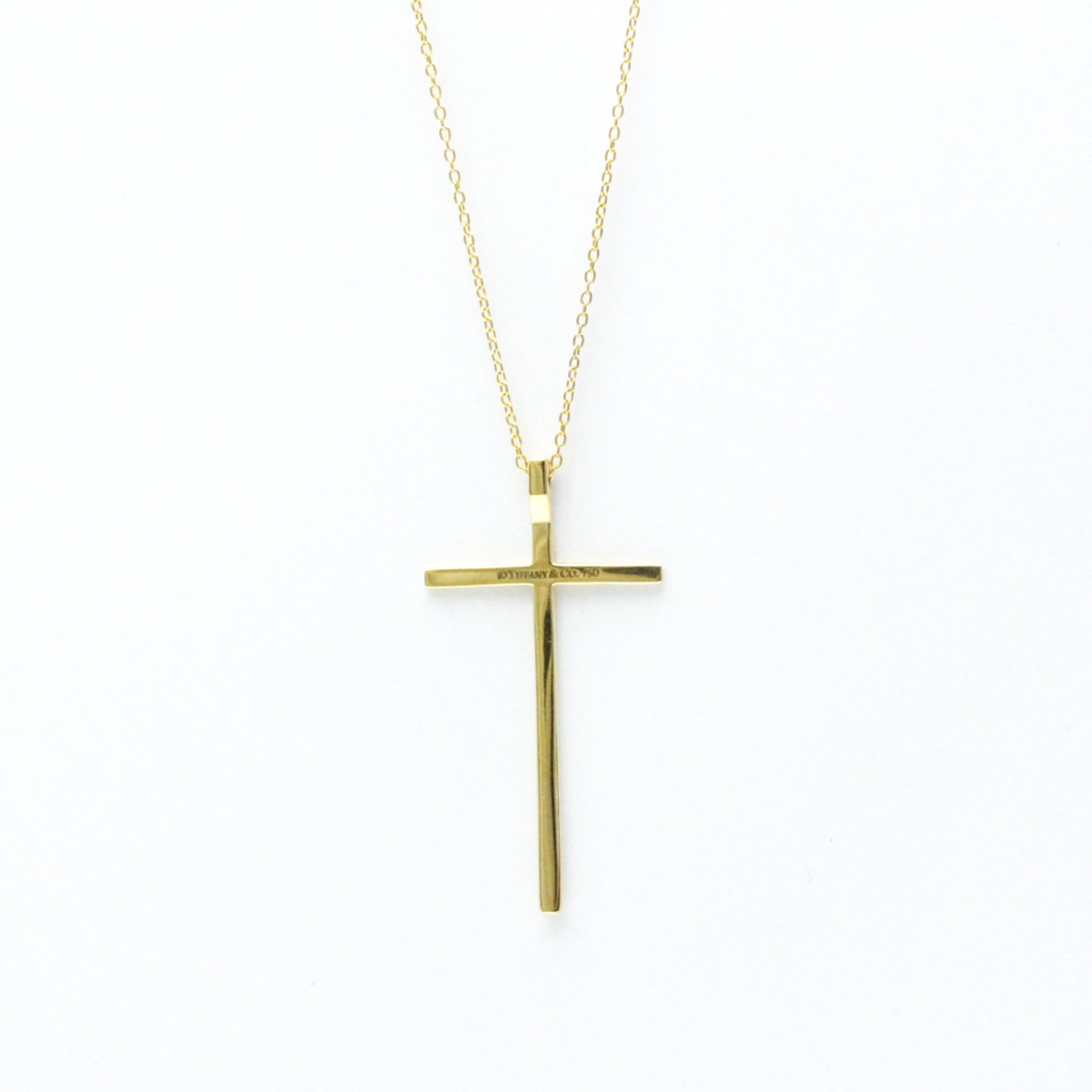 Tiffany Cross Necklace Yellow Gold (18K) No Stone Men,Women Fashion Pendant Necklace (Gold)