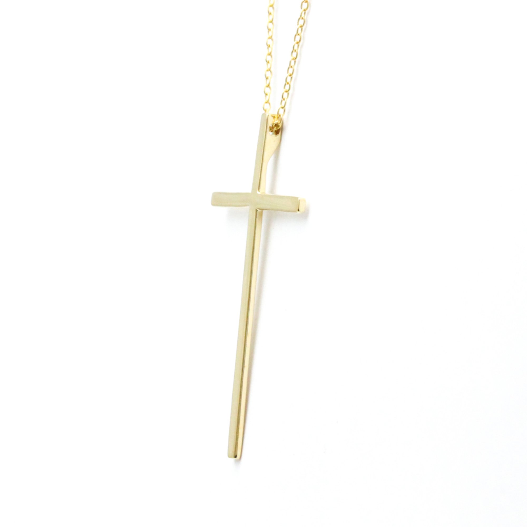 Tiffany Cross Necklace Yellow Gold (18K) No Stone Men,Women Fashion Pendant Necklace (Gold)