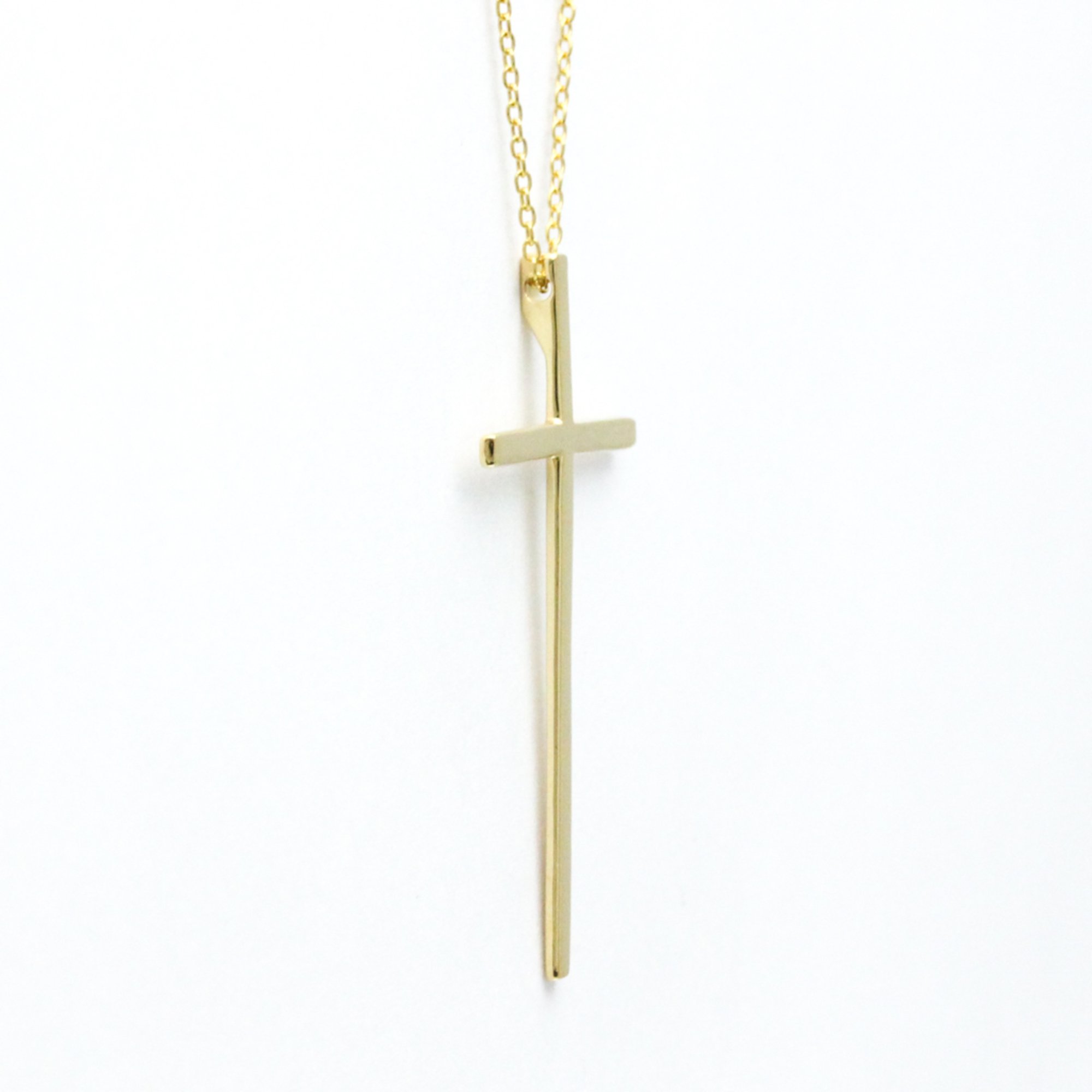 Tiffany Cross Necklace Yellow Gold (18K) No Stone Men,Women Fashion Pendant Necklace (Gold)