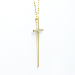 Tiffany Cross Necklace Yellow Gold (18K) No Stone Men,Women Fashion Pendant Necklace (Gold)