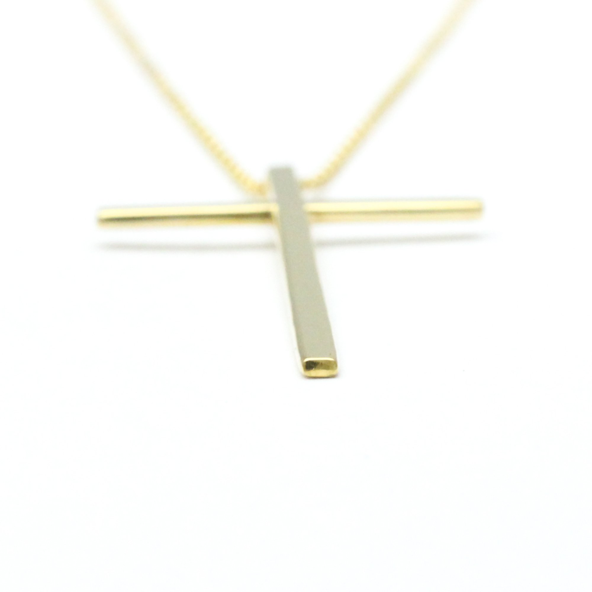 Tiffany Cross Necklace Yellow Gold (18K) No Stone Men,Women Fashion Pendant Necklace (Gold)