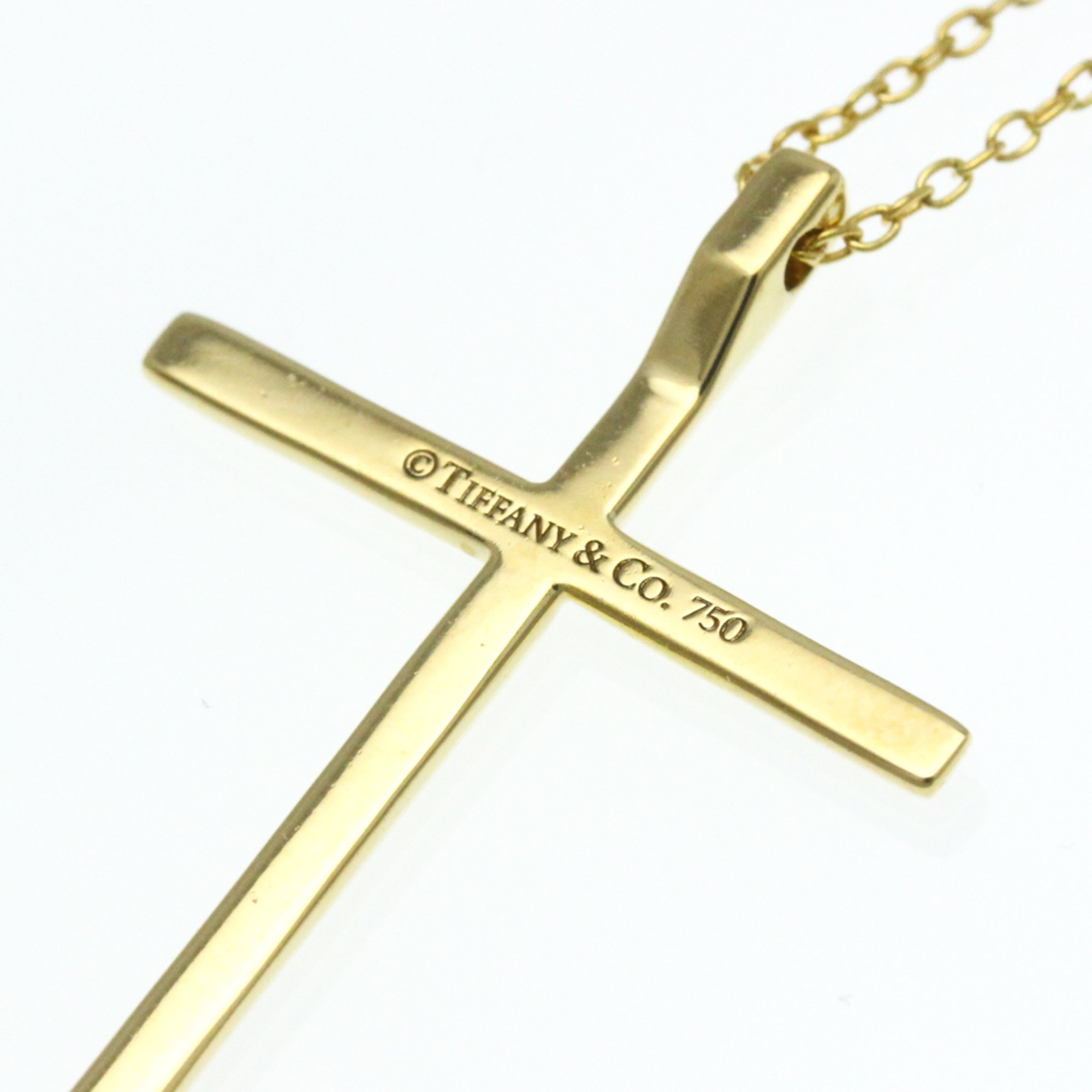 Tiffany Cross Necklace Yellow Gold (18K) No Stone Men,Women Fashion Pendant Necklace (Gold)