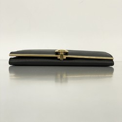 Salvatore Ferragamo Long Wallet Gancini Leather Black Women's