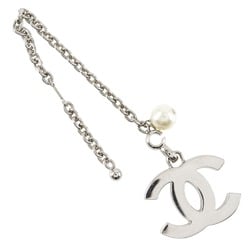 Chanel CHANEL Coco Mark Keychain Charm A17950 x Fake Pearl 2002 Silver 02C COCO Women's