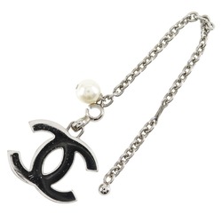 Chanel CHANEL Coco Mark Keychain Charm A17950 x Fake Pearl 2002 Silver 02C COCO Women's