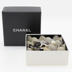 Chanel CHANEL Coco Mark Keychain Charm A17950 x Fake Pearl 2002 Silver 02C COCO Women's