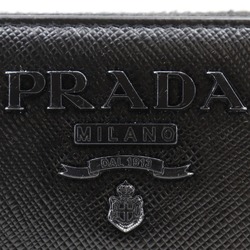 PRADA Round Long Wallet 1ML506 Saffiano NERO Black Zip Around Women's