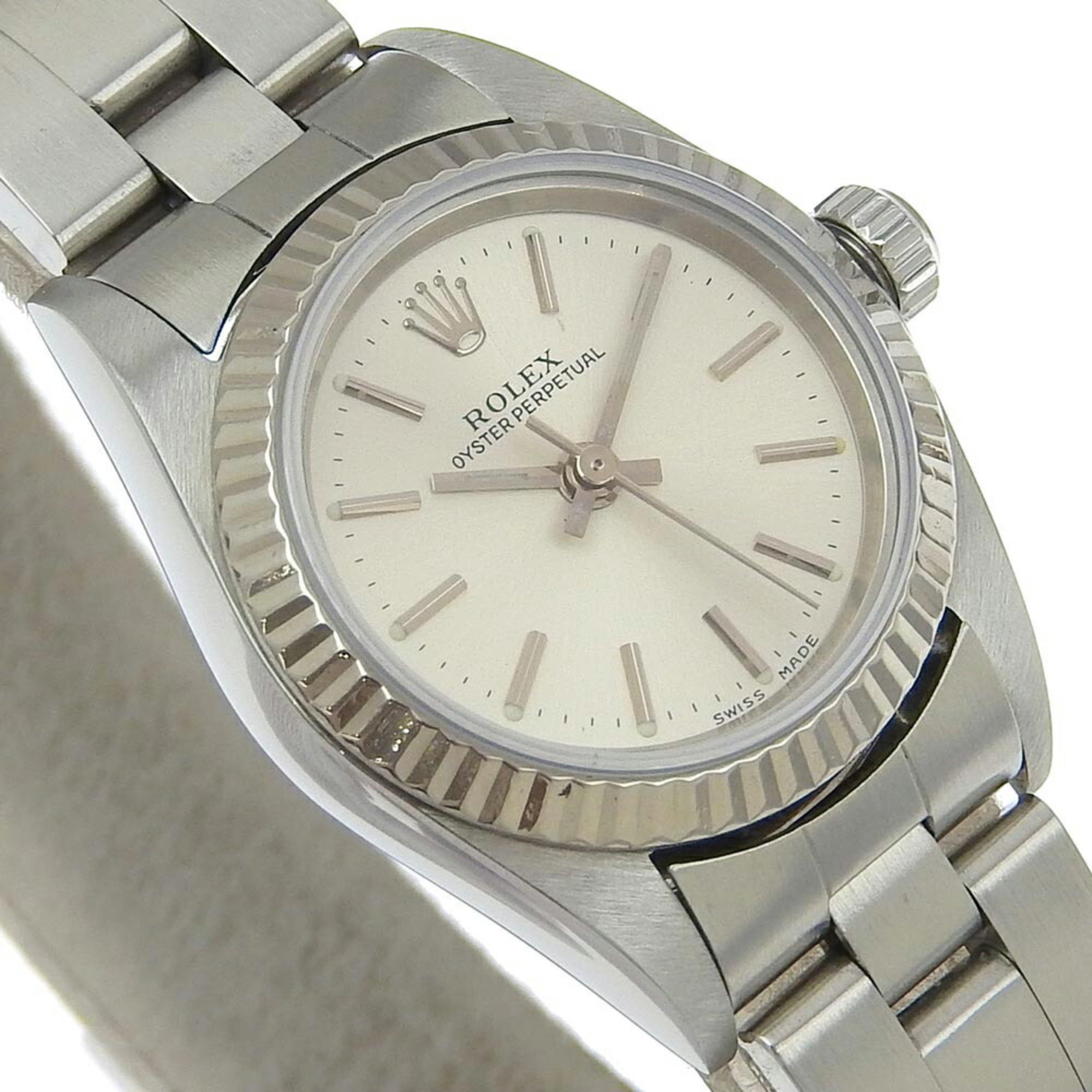 Rolex ROLEX Oyster Perpetual Watch 76094 Stainless Steel 2000 Automatic Silver Dial Ladies