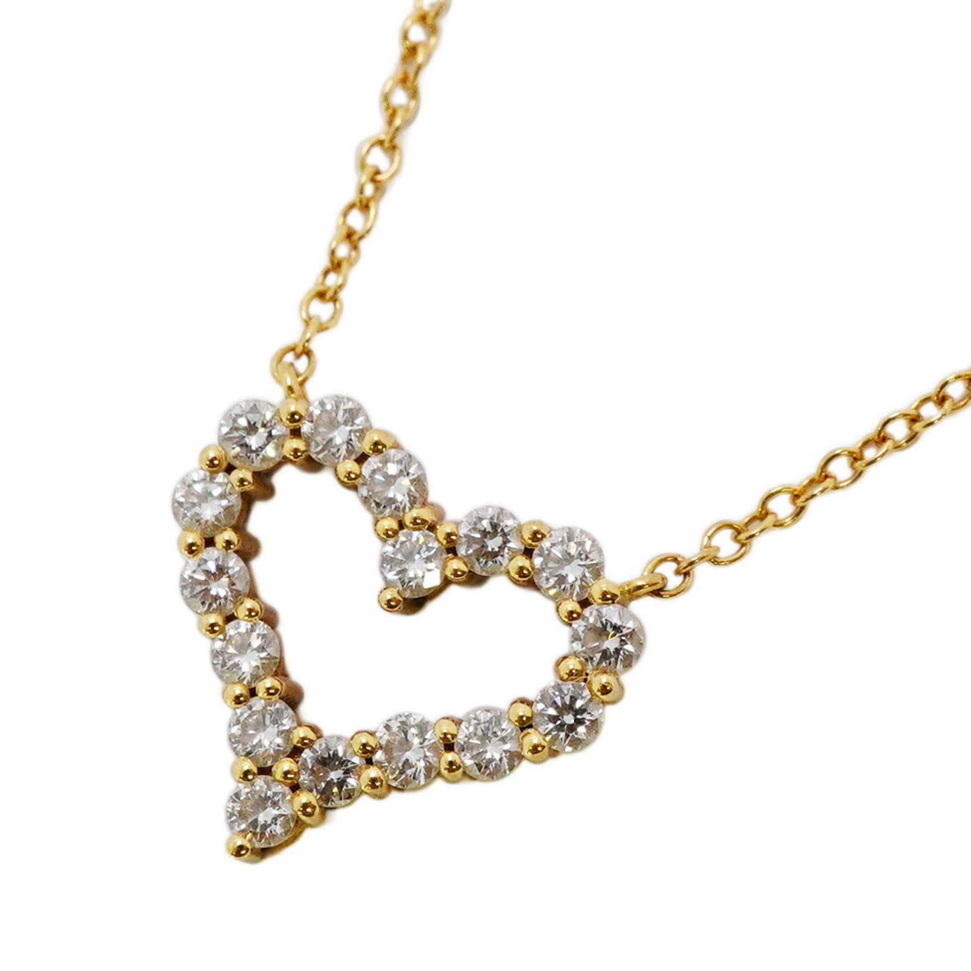 Tiffany Necklace Sentimental Heart Diamond K18YG Yellow Gold Ladies