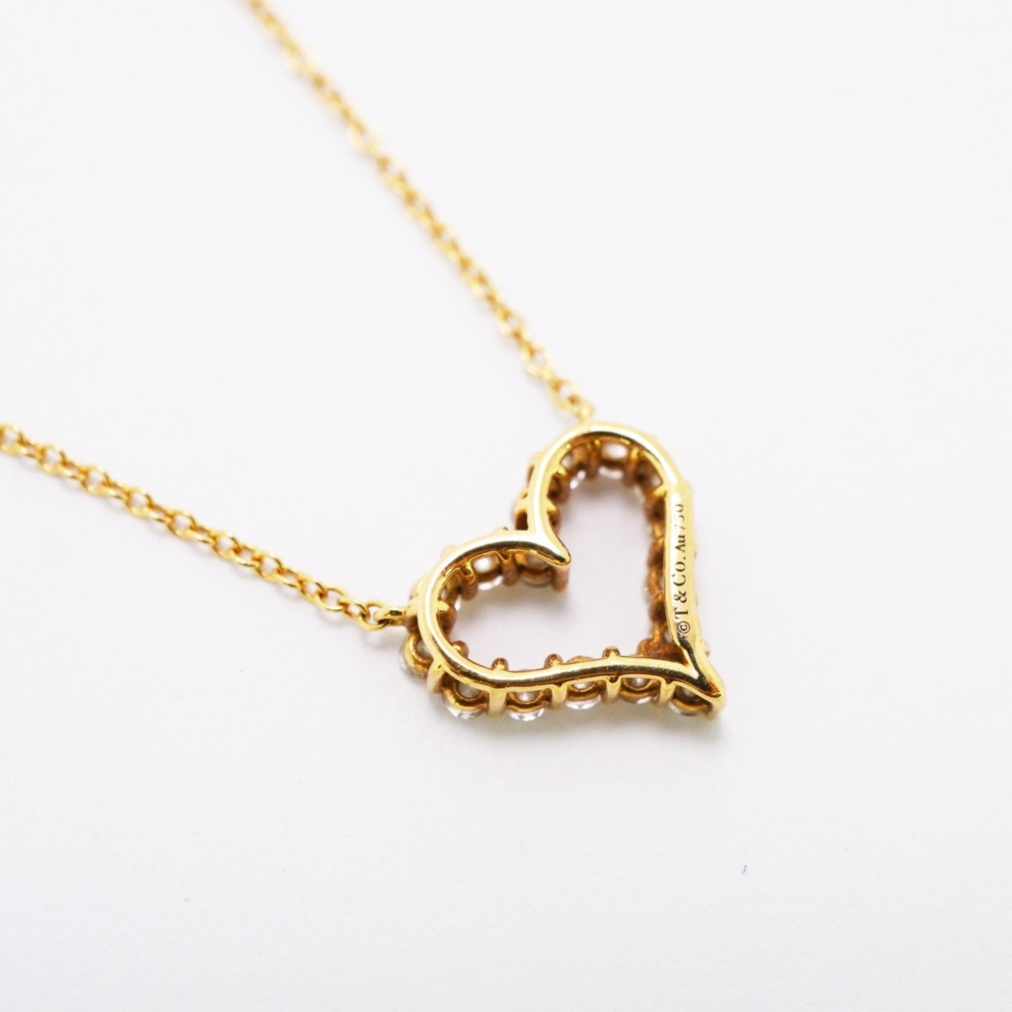 Tiffany Necklace Sentimental Heart Diamond K18YG Yellow Gold Ladies