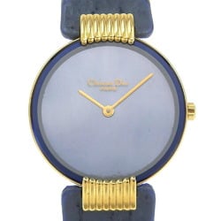 Dior Black Moon Bagira Watch D46-153-5 Gold-plated x embossed leather Quartz Analog display Blue shell dial Ladies