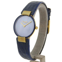 Dior Black Moon Bagira Watch D46-153-5 Gold-plated x embossed leather Quartz Analog display Blue shell dial Ladies