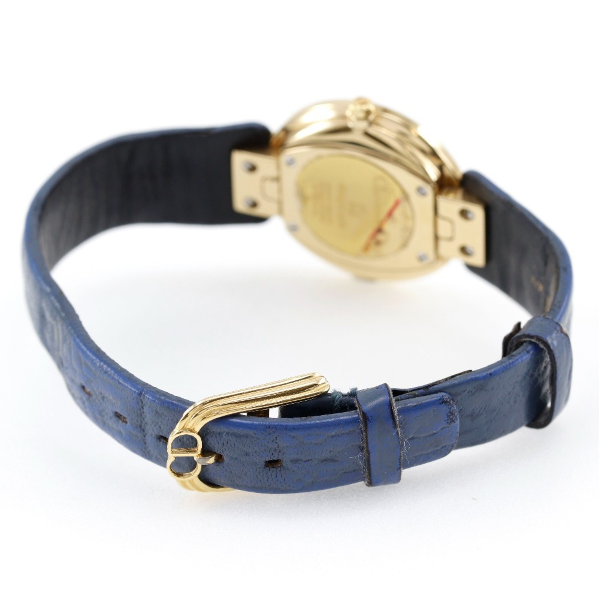 Dior Black Moon Bagira Watch D46-153-5 Gold-plated x embossed leather Quartz Analog display Blue shell dial Ladies