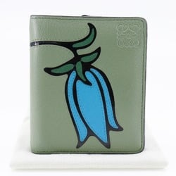 LOEWE Herbarium S bi-fold wallet in calf leather, green, with snap buttons for women