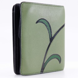 LOEWE Herbarium S bi-fold wallet in calf leather, green, with snap buttons for women