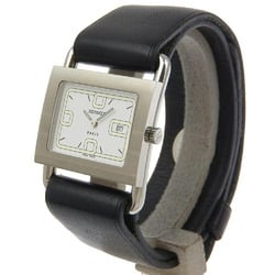 Hermes HERMES Valenia Watch BA1.510 Stainless Steel x Embossed Leather Quartz Analog Display White Dial Ladies