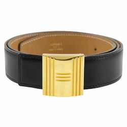 Hermes HERMES Cadena Buckle Belt Reversible Calf 1994 Black/Brown 〇X Men's