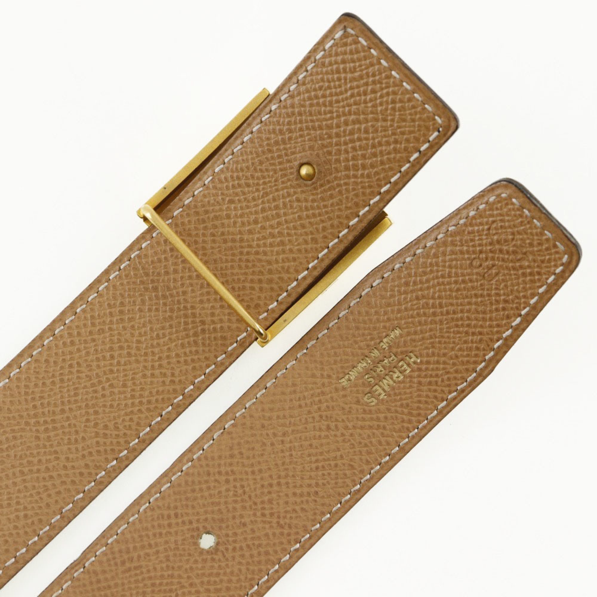 Hermes HERMES Cadena Buckle Belt Reversible Calf 1994 Black/Brown 〇X Men's