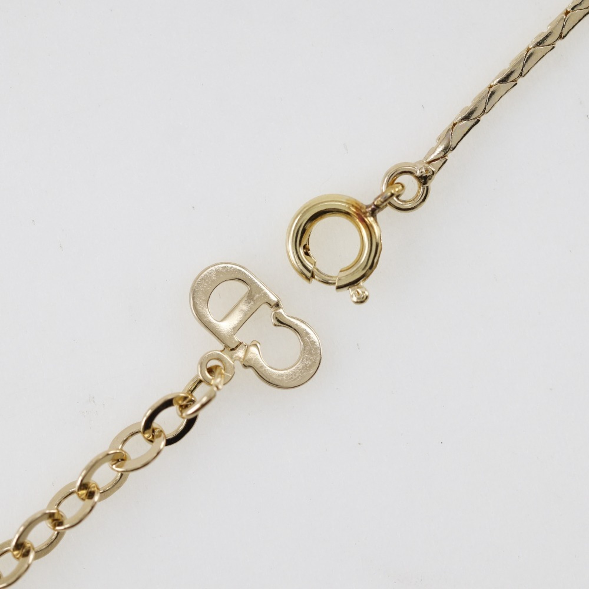 Christian Dior Necklace Gold Plated x Fake Pearl Rhinestone Approx. 5.6g Women's