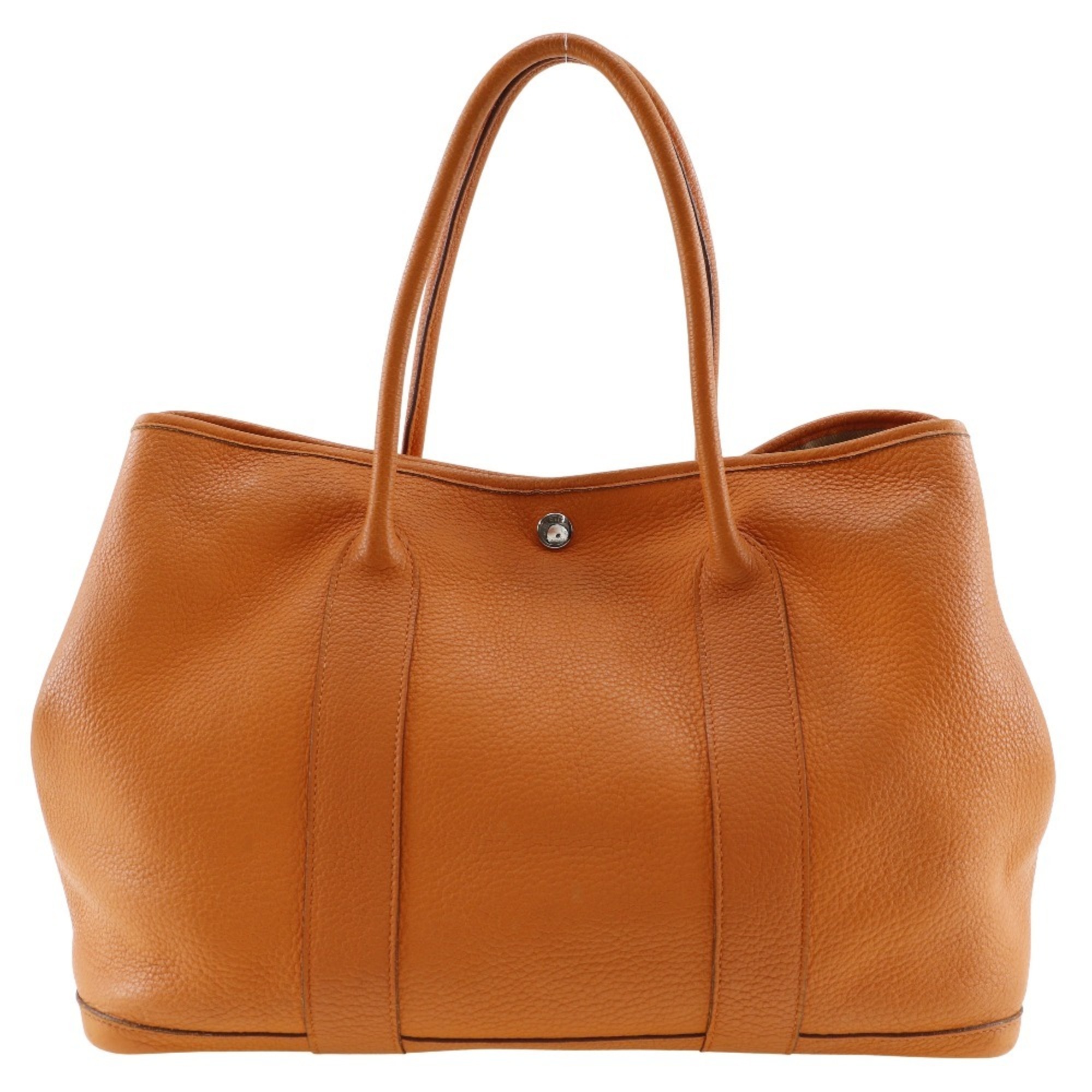 Hermes HERMES Garden PM Tote Bag Fjord 2009 Orange □M Snap Button party Ladies