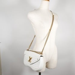 Louis Vuitton LOUIS VUITTON New Wave MM Shoulder Bag Chain M51945 Calf Snow 2018 White NZ2148 2way Flap Women's