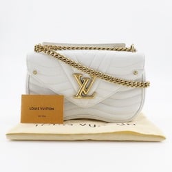 Louis Vuitton LOUIS VUITTON New Wave MM Shoulder Bag Chain M51945 Calf Snow 2018 White NZ2148 2way Flap Women's