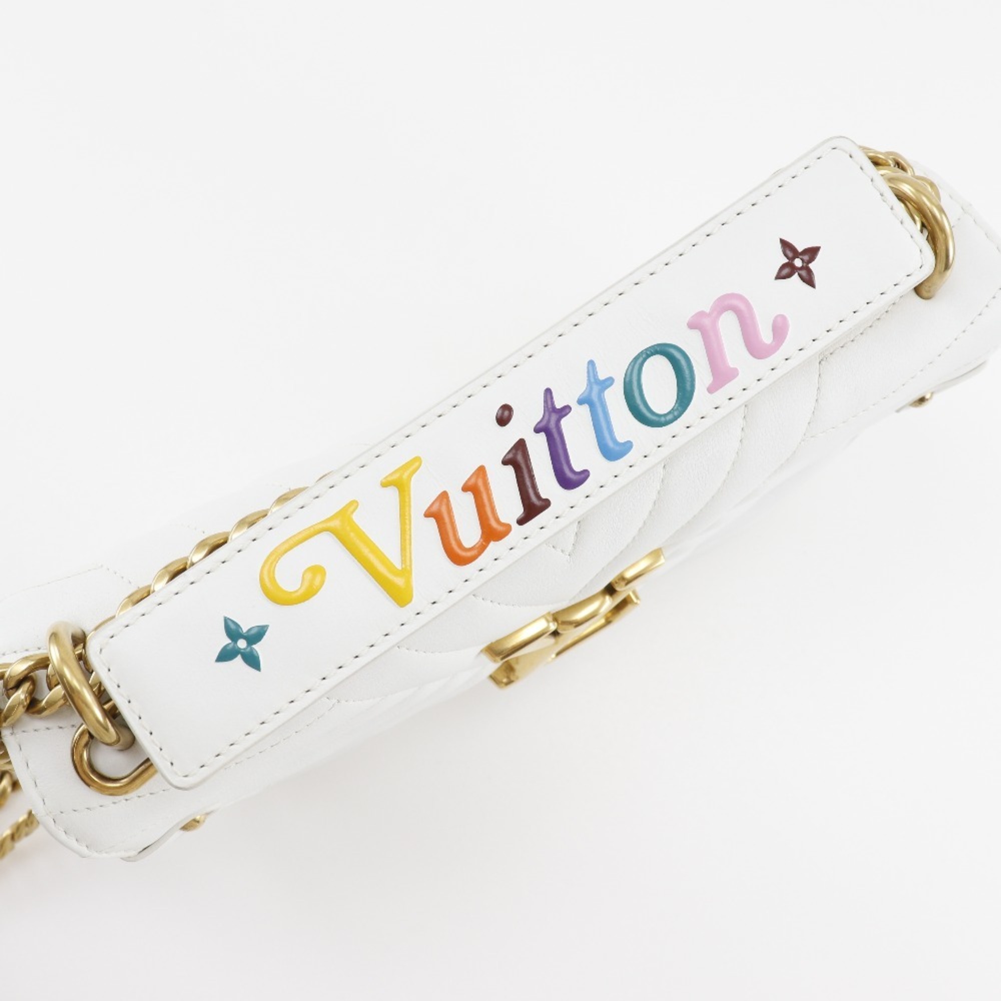 Louis Vuitton LOUIS VUITTON New Wave MM Shoulder Bag Chain M51945 Calf Snow 2018 White NZ2148 2way Flap Women's