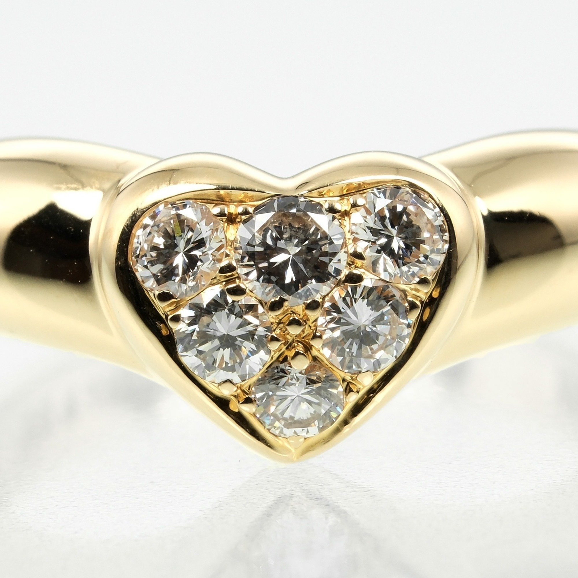 Tiffany & Co. Pave Heart Ring Size 7 K18YG Yellow Gold Diamond Approx. 4g