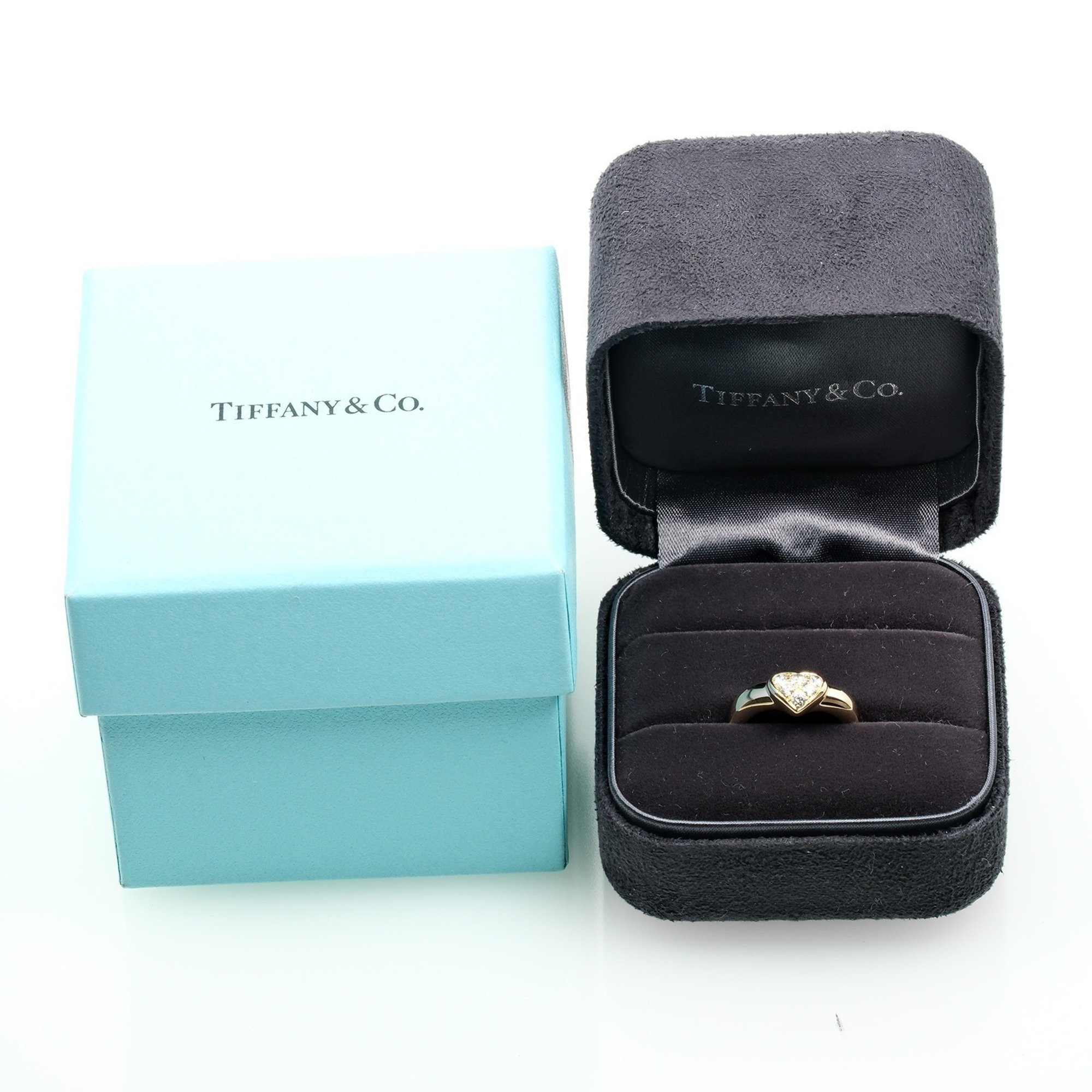 Tiffany & Co. Pave Heart Ring Size 7 K18YG Yellow Gold Diamond Approx. 4g