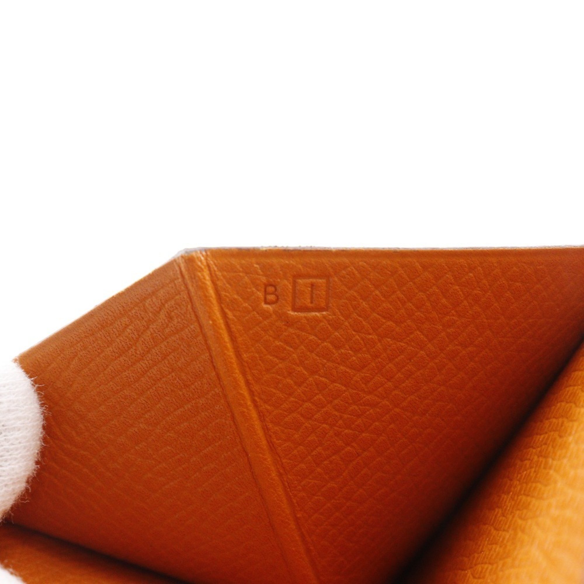 Hermes HERMES Bean Long Wallet Leather 2005 Orange □I Belt Clasp Ladies