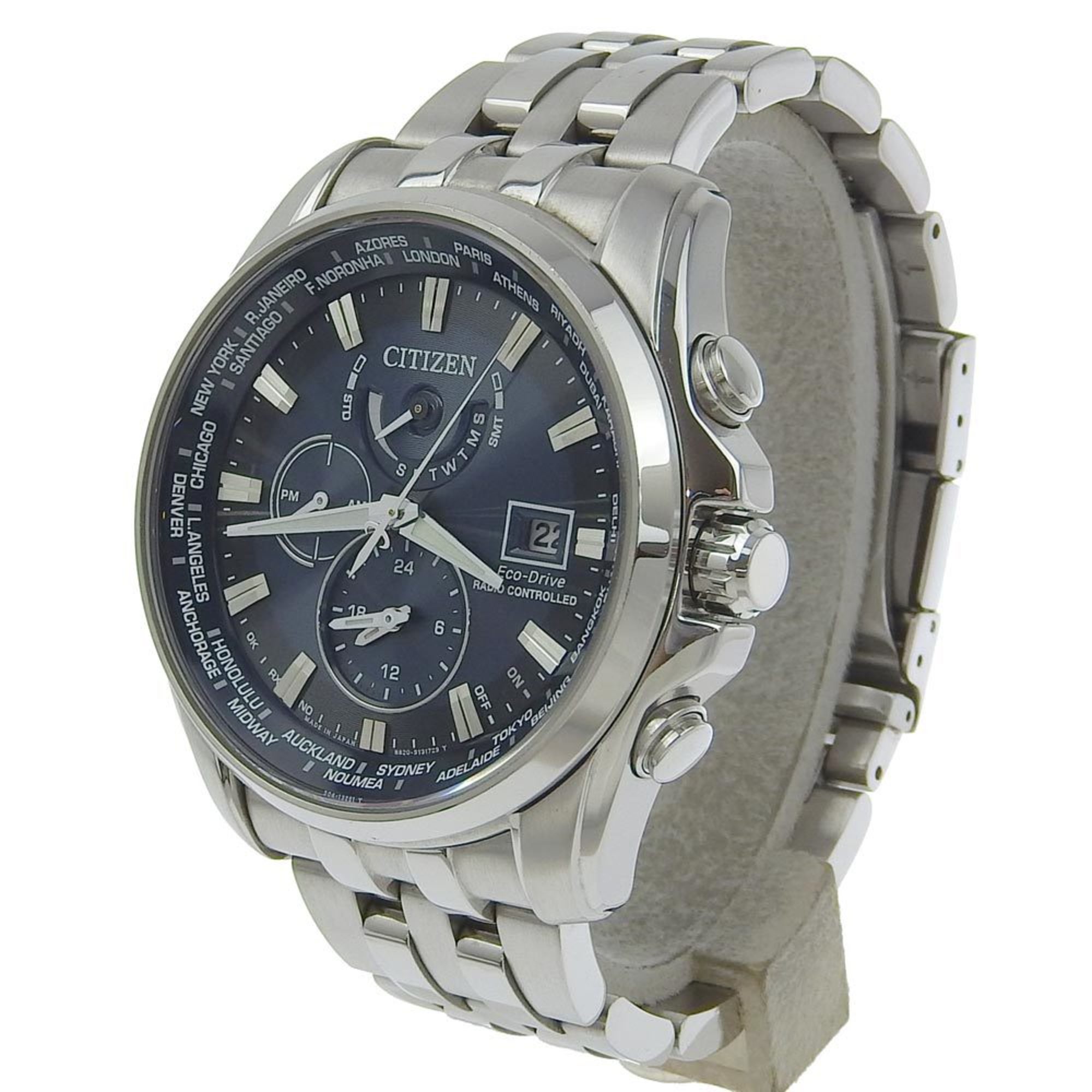 CITIZEN Eco-Drive Watch Limited Edition H820-T021697 Stainless Steel Solar Radio Navy Dial Eco Drive Men's