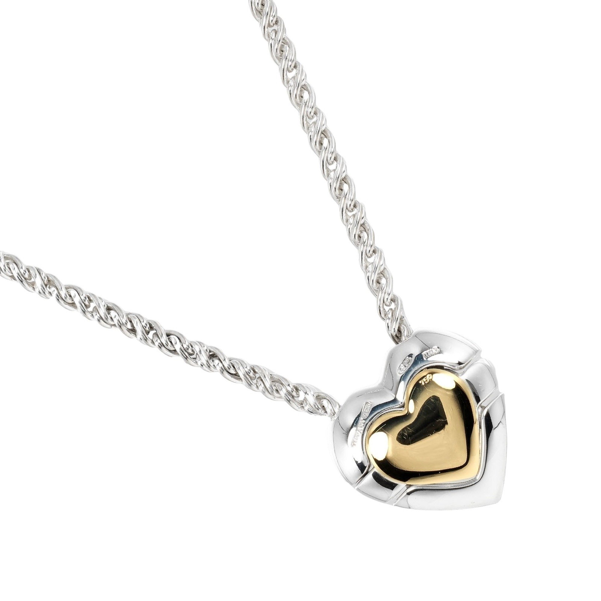 Tiffany TIFFANY&Co. Puzzle Heart Necklace Silver 925 K18 Gold Approx. 22.4g