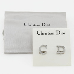 Christian Dior CD Earrings x Rhinestones Silver Approx. 3.9g Women's