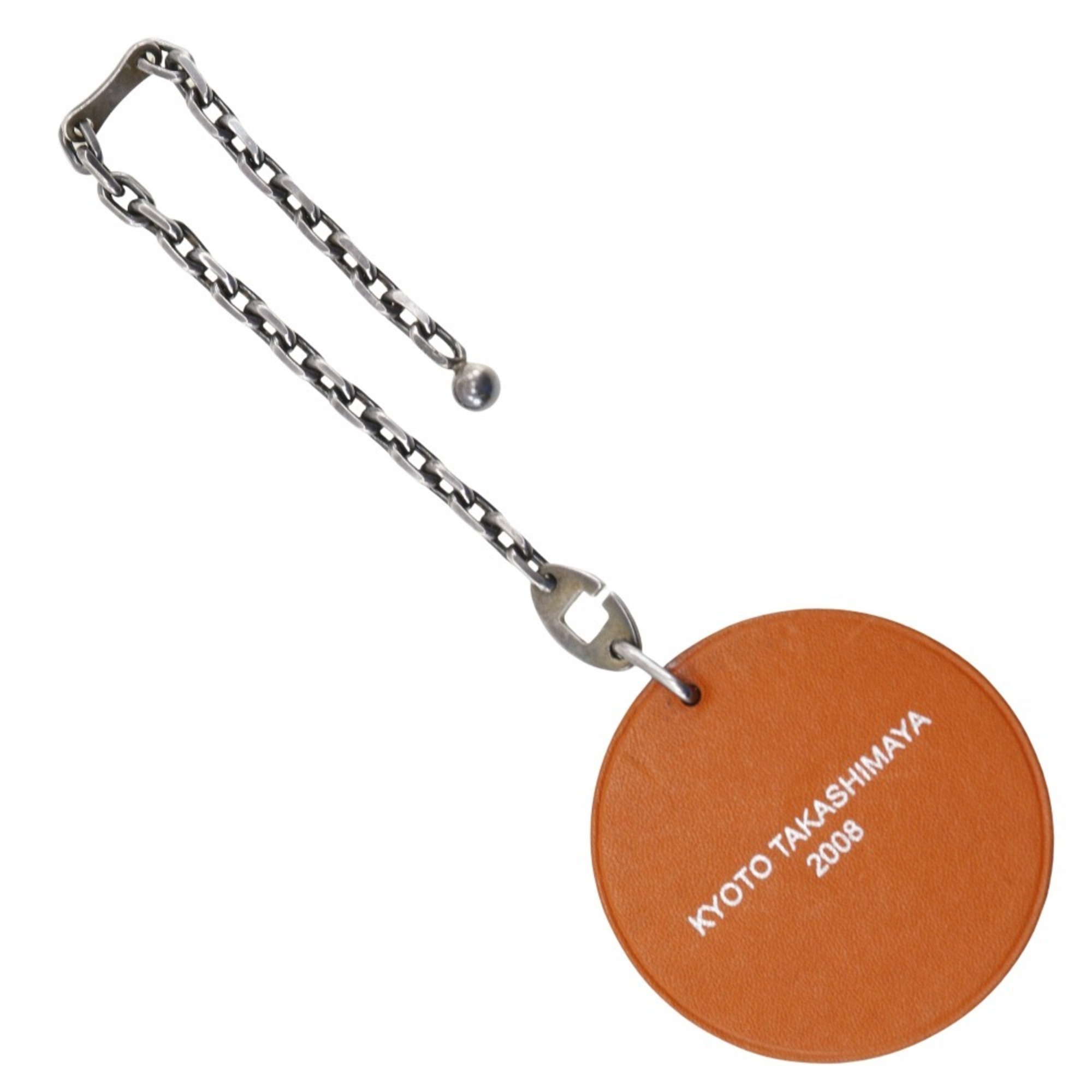 Hermes HERMES Takashimaya Limited Keychain KYOTO TAKASHIMAYA 2008 Key Charm Leather x Silver 925 Orange Unisex T191324239