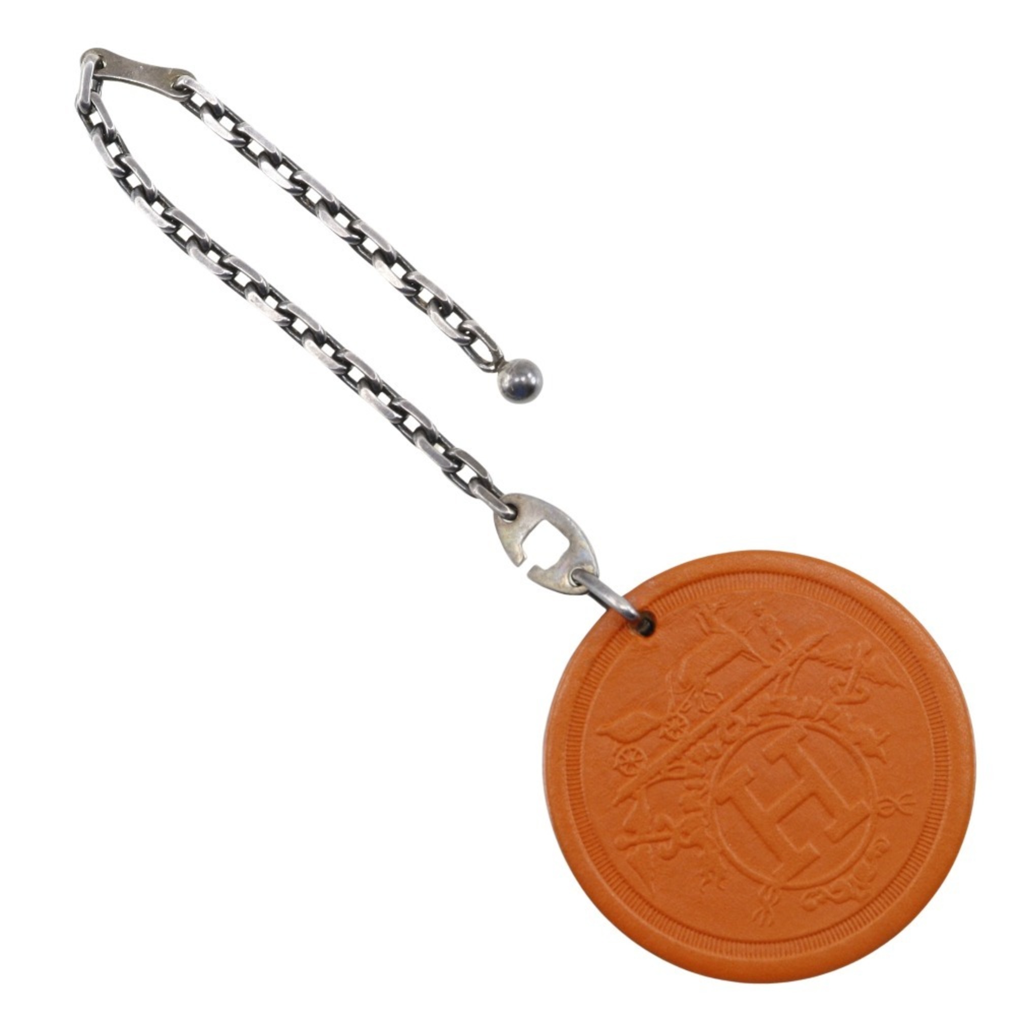 Hermes HERMES Takashimaya Limited Keychain KYOTO TAKASHIMAYA 2008 Key Charm Leather x Silver 925 Orange Unisex T191324239