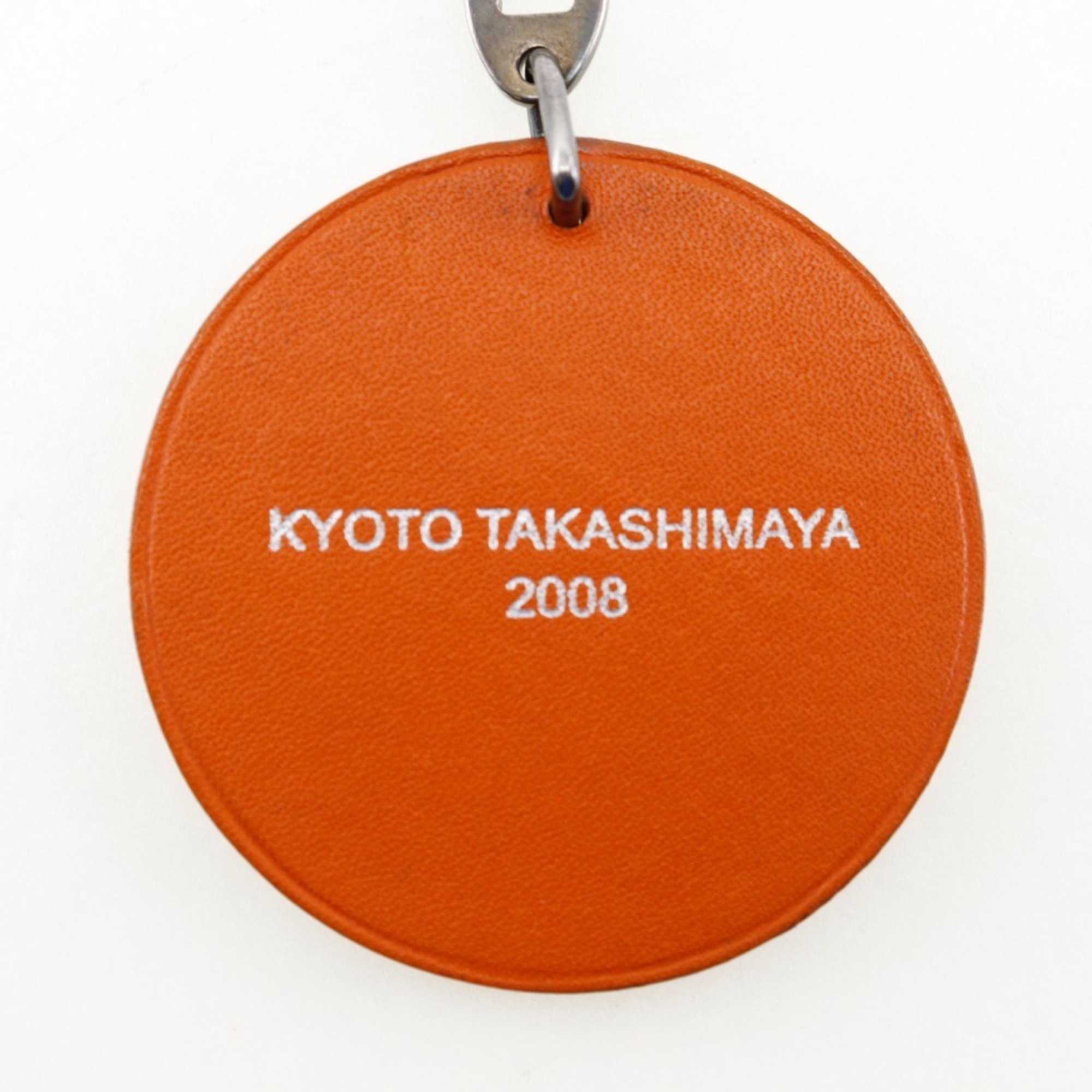 Hermes HERMES Takashimaya Limited Keychain KYOTO TAKASHIMAYA 2008 Key Charm Leather x Silver 925 Orange Unisex T191324239