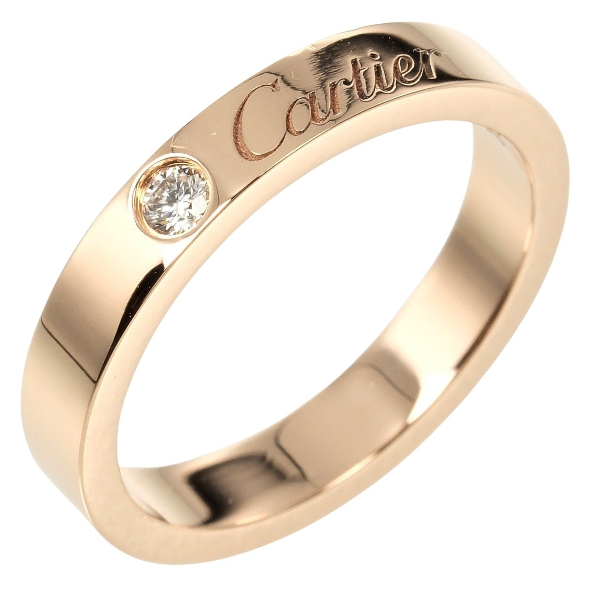 Cartier C de Engraved size 7 Ring K18PG Pink Gold Diamond CARTIER Approx. 3.39g