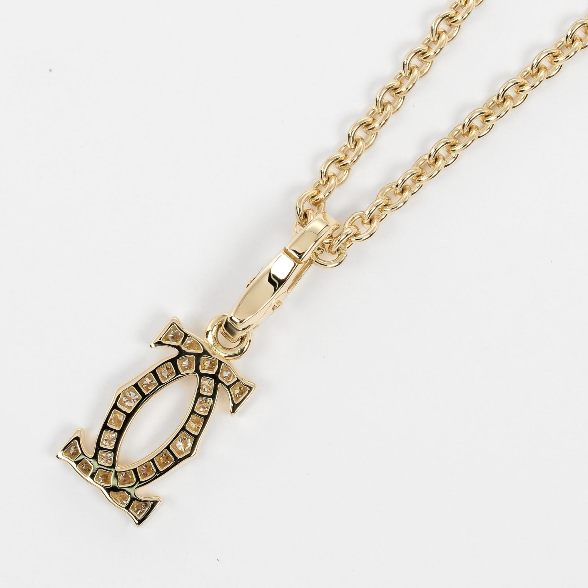 Cartier 2C Charm Necklace K18YG Yellow Gold Diamond Approx. 9.69g